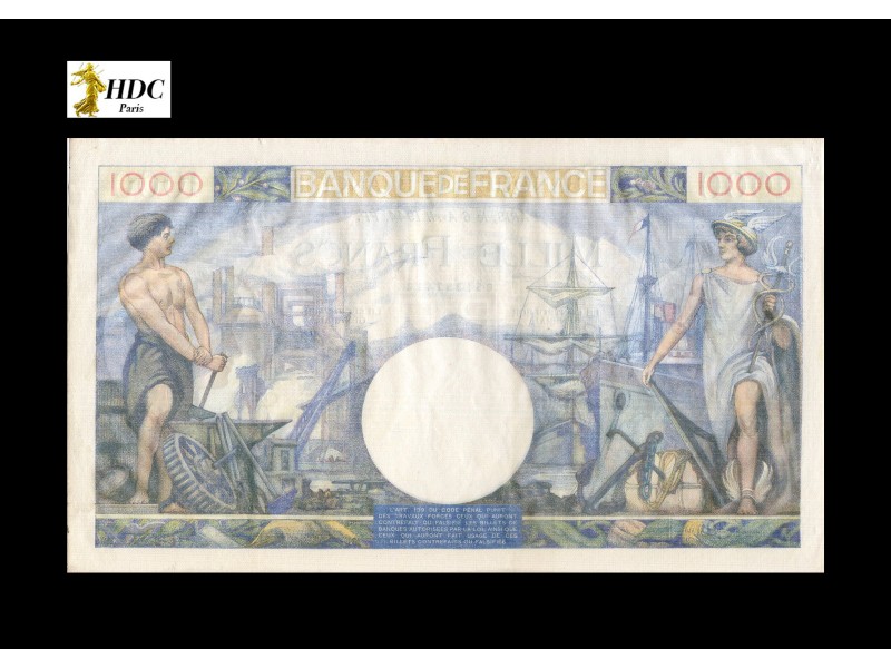 1000 Francs Commerce & Industrie France 1944...