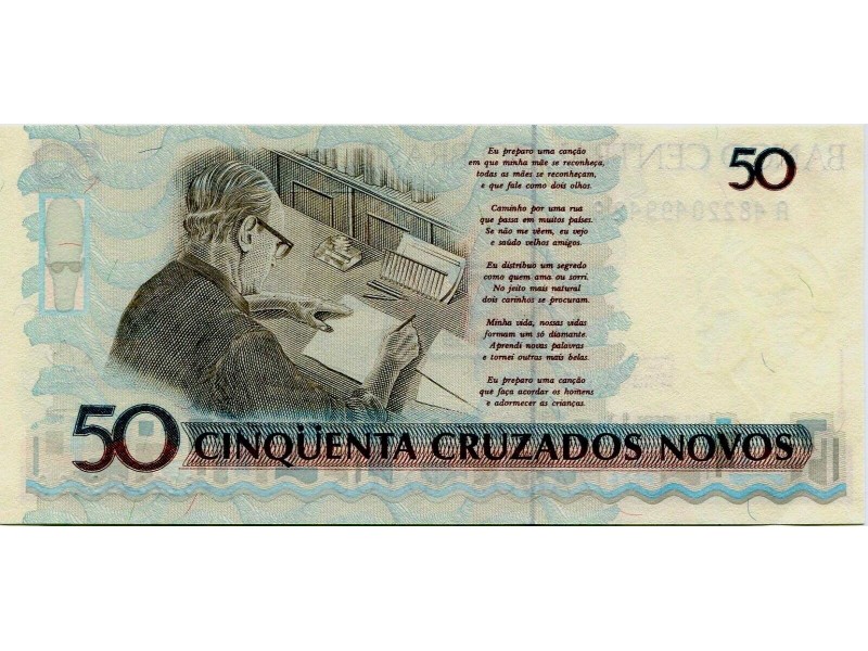 Brésil -billet 50 Cruzados P-223 (1990) NEUF)