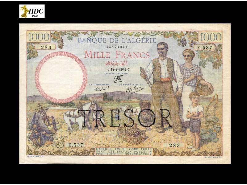 1000 Francs Algérie 1942 P.112a