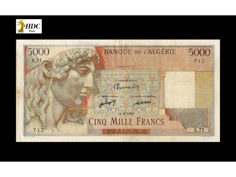 5000 Francs Algérie 1947 P.105