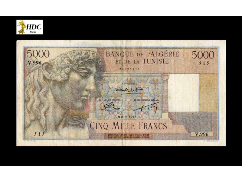 5000 Francs Algérie 1952 P.109b