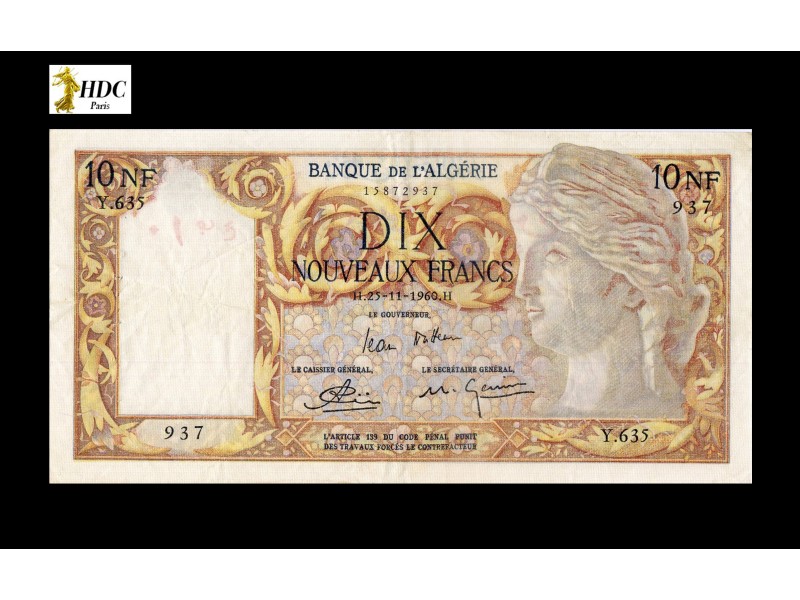 10 Nouveaux Francs ALGÉRIE 1960 P.119a