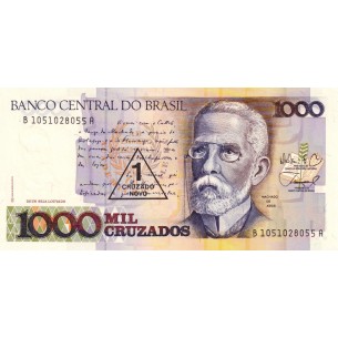 Billet Brésil 1 Cruzado Novo sur 1000 Cruzados 1989 P-216