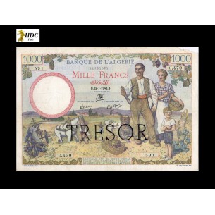 1000 Francs ALGÉRIE TRÉSOR 1942 P-112a