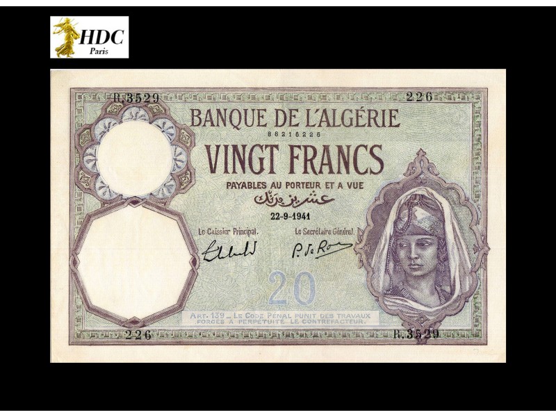 20 Francs Algérie 1941 P.78c