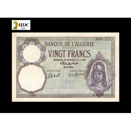 20 Francs Algérie 1941 P.78c