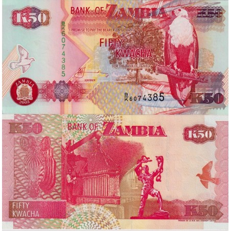 ZAMBIE Billet 50 Kwacha 1992 NEUF P-37a