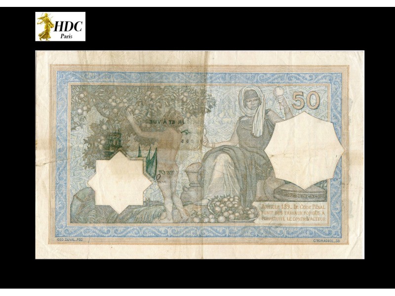 50 Francs ALGÉRIE 1937 P.80a