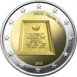 2 Euros  Malte 2015- Proclamation de la République en 1974
