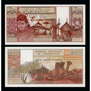 Mauritanie -Billet 200 Ouguiya 1973  Spécimen P-2s