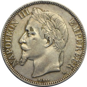 5 Francs NAPOLEON III 1869 Strasbourg TTB +