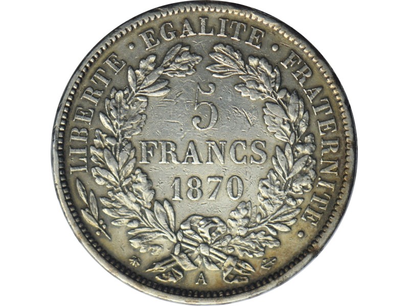 5 Francs CÉRÈS 1870 Paris TTB