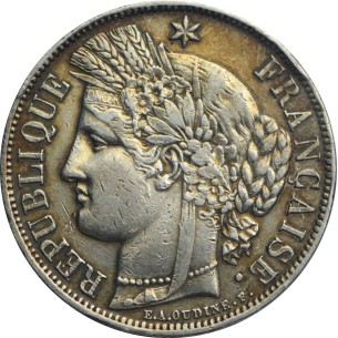 5 Francs CÉRÈS 1870 Paris TTB