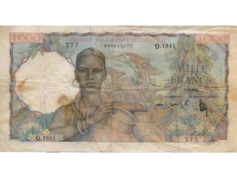 1000 Francs AFRIQUE OCCIDENTALE FRANÇAISE 1951 P.42