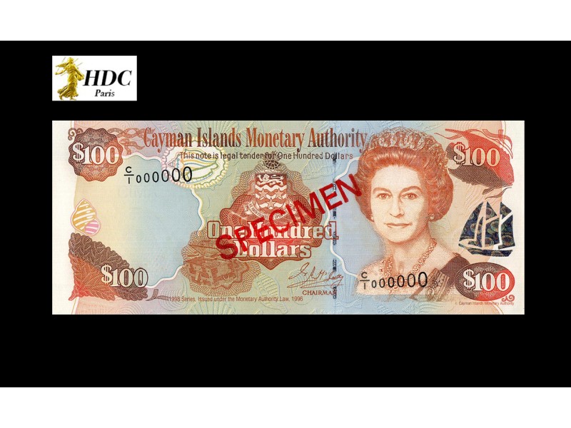 100 Dollars Spécimen ÎLES CAIMANS 1998 P.25CS4