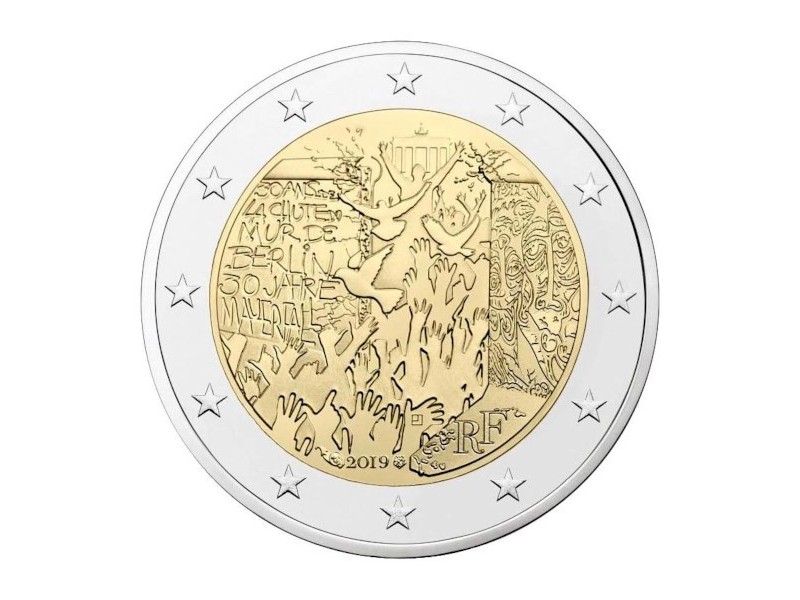 FRANCE pièce 2 euros 2019- mur de Berlin