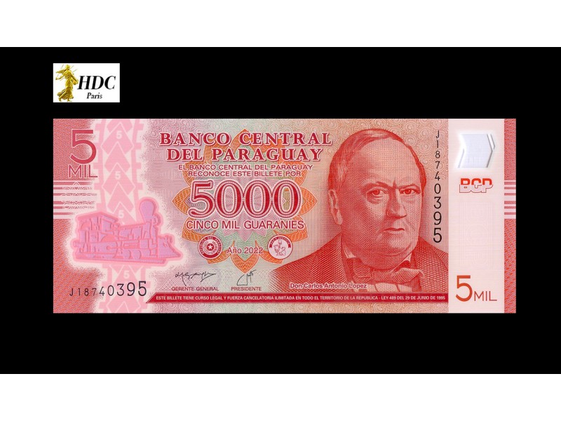 5000 Guaranies PARAGUAY 2022 P.234d  Polymer-horizondescollectionneurs.com