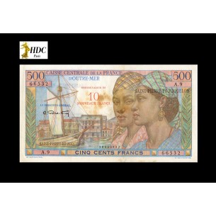 10 NF sur 500 Francs SAINT- PIERRE ET MIQUELON 1964 P.33-horizondescollectionneurs.com
