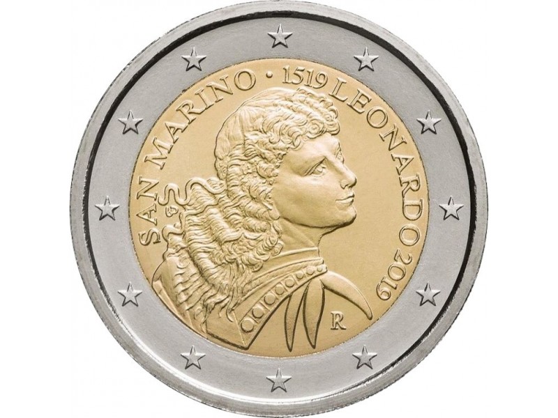 2 Euros SAINT-MARIN 2019 Léonard de Vinci..horizondescollectionneurs.com