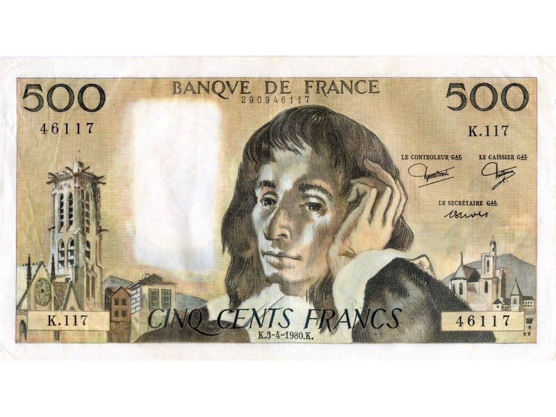 500 FRANCS PASCAL 1980 - Alphabet K.117/46117