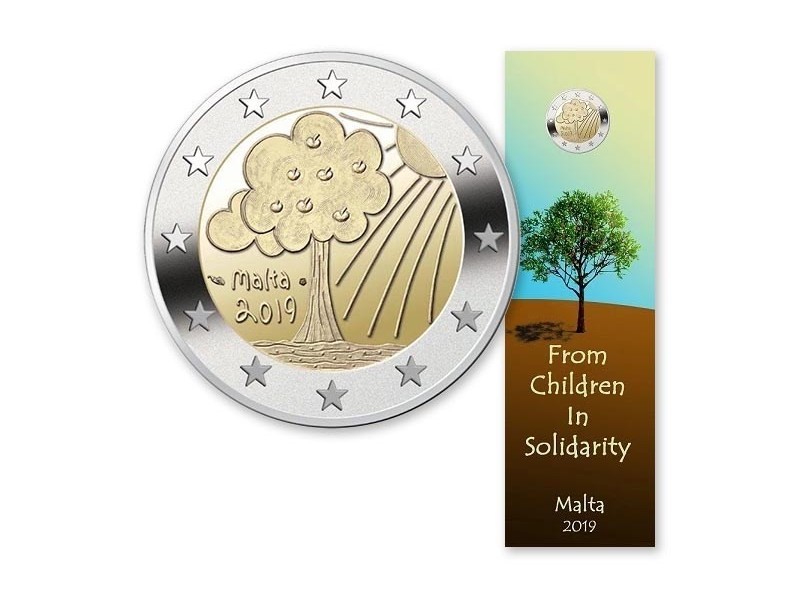 MALTE 2 Euros Commémorative BU(COINCARD)  2019 - Enfants et Solidarité - Nature et environnement