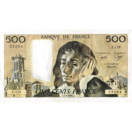 500 Francs PASCAL 1980 F.71.22 - Alphabet Z.126 /23284