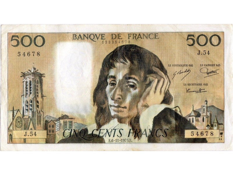 500 Francs PASCAL 1975 F.71.13 Alphabet  J.54 / 54678