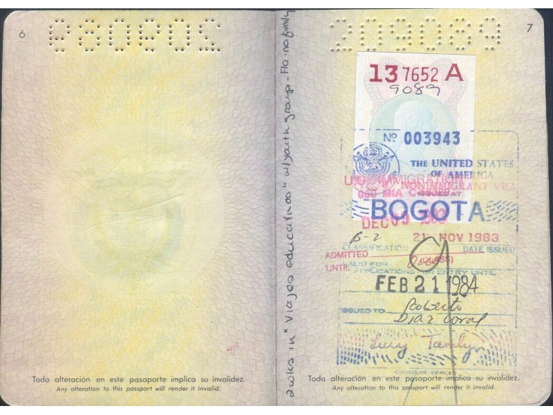 Ancien Passeport REPUBLIQUE COLOMBIE Homme...