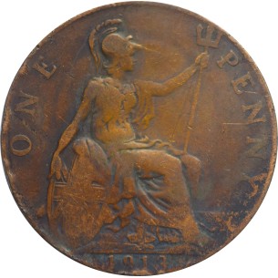 1 Penny ROYAUME-UNI 1913 Bronze 2