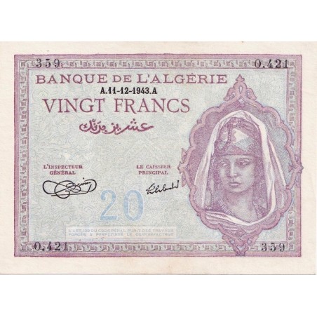 Algérie 20 Francs 1943 P-92a