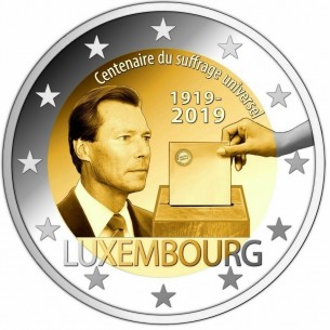 LUXEMBOURG pièce 2 euros 2019 -100e anniversaire de l’arrivée sur le trône et le mariage de la grande-duchesse Charlotte