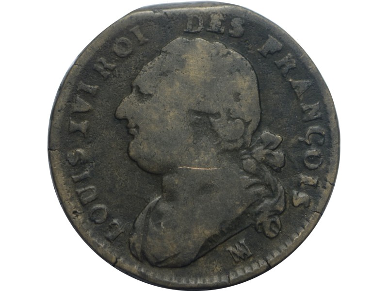 LOUIS XVI , 12 Deniers dit "au faisceau", 1793 Marseille