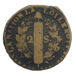LOUIS XVI 2 sols dit "au faisceau", type FRANÇOIS 1792... 2