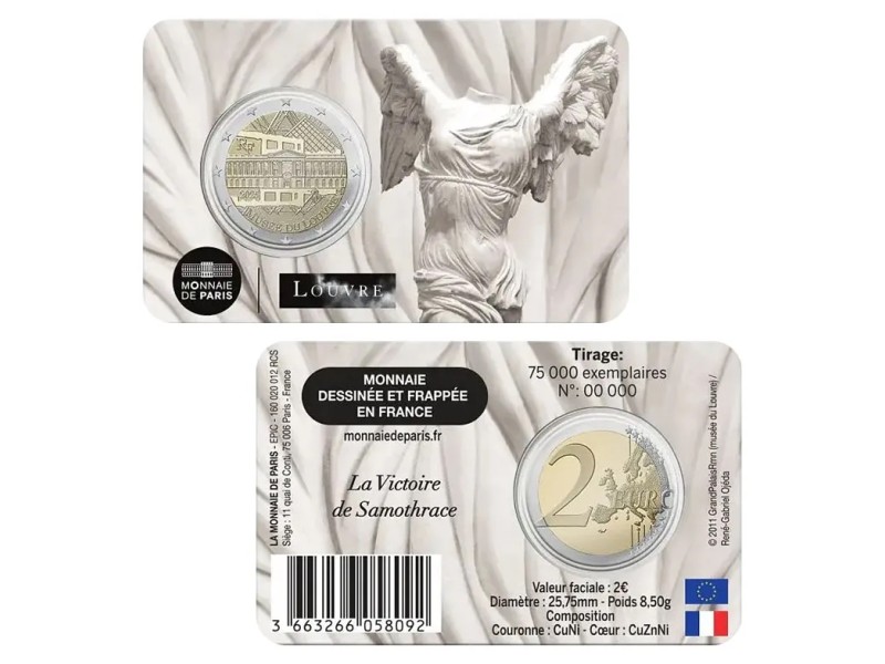 2 Euros FRANCE 2025 LE LOUVRE- la Victoire de Samothrace