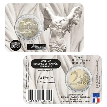 BU, 2 Euros FRANCE 2025 LE LOUVRE, La Victoire de Samothrace