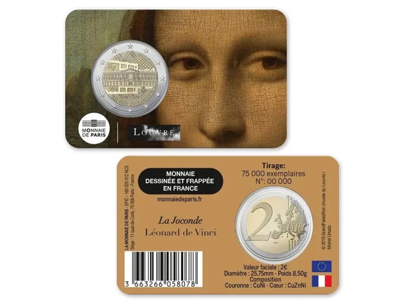 2 Euros FRANCE 2025 LE LOUVRE- la Joconde