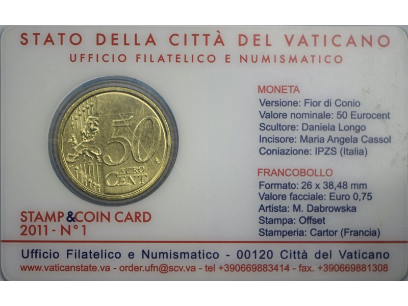 50 Centimes  VATICAN 2011 N°1 - BENOIT XVI