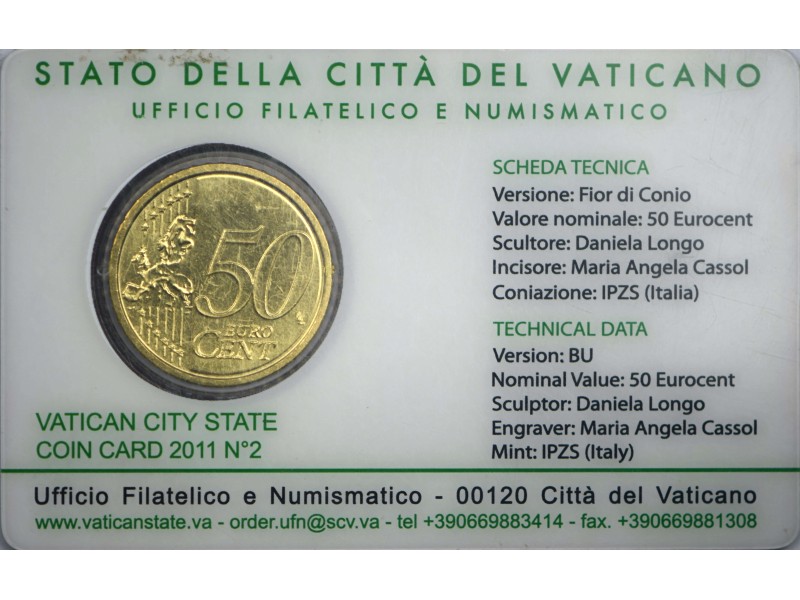 50 Centimes  VATICAN 2011 N°2 - BENOIT XVI