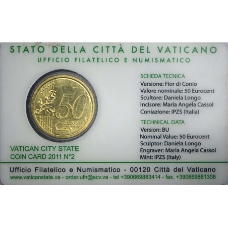 50 Centimes  VATICAN 2011 N°2 - BENOIT XVI