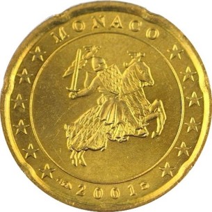 20 Centimes MONACO 2001, Chevalier Grimaldi