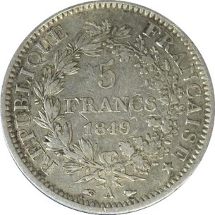 5 Francs HERCULE 1849 Paris 2