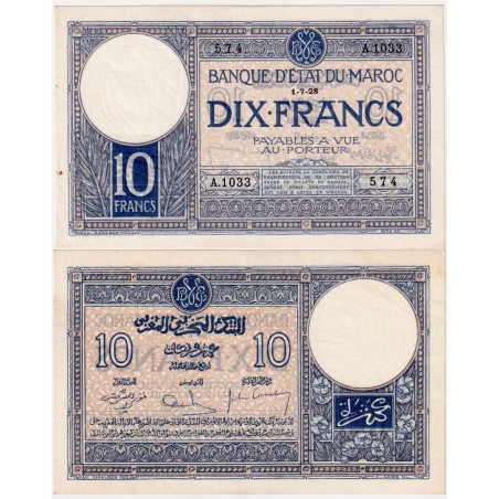 Maroc 10 Francs 1-7-1928  P-11b