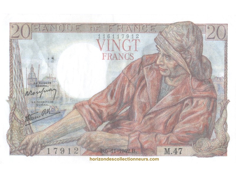 20 Francs PÊCHEUR 1942