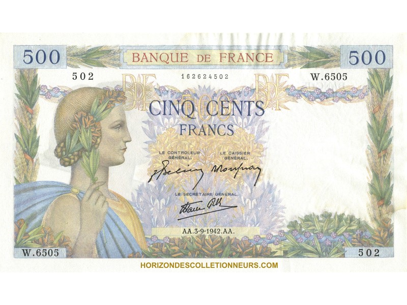 500 Francs LA PAIX 1942 F.32.39
