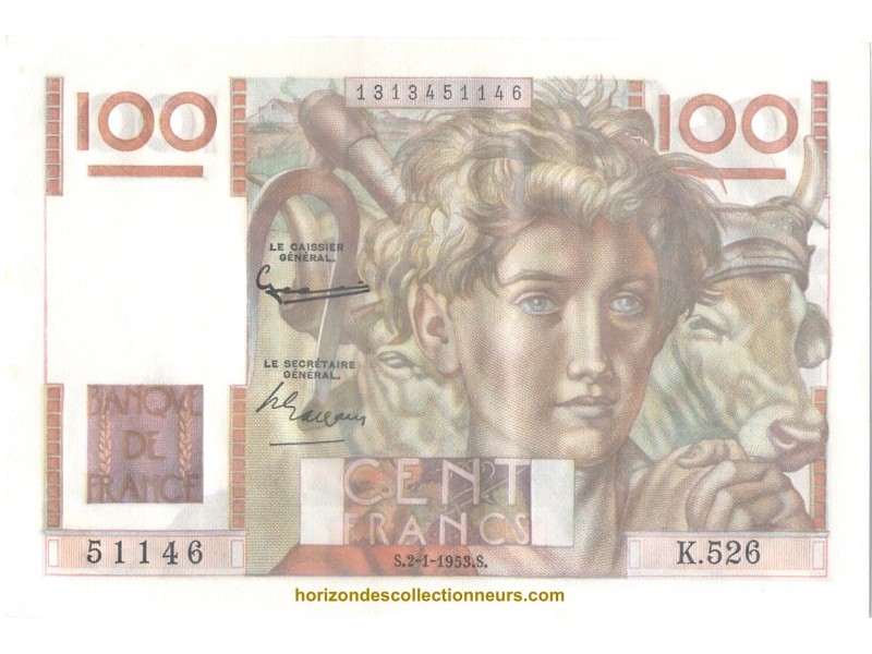100 Francs Jeune Paysan 1953