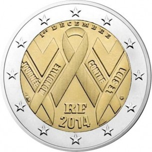 FRANCE pièce 2 Euros France 2014 - Journée mondiale du Sida-horizondescollectionneurs.com
