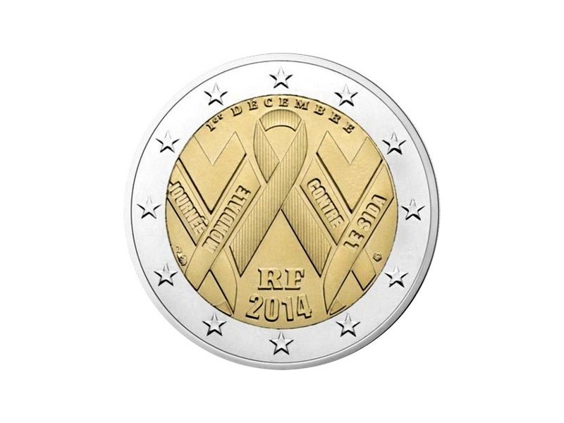 FRANCE pièce 2 Euros France 2014 - Journée mondiale du Sida-horizondescollectionneurs.com