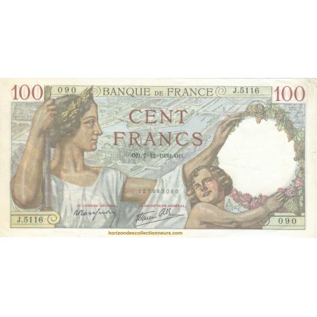 100 Francs SULLY 1942- horizondescollectionneurs.com