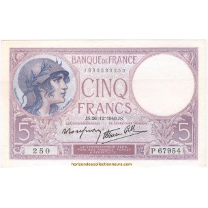 5 Francs VIOLET 1940