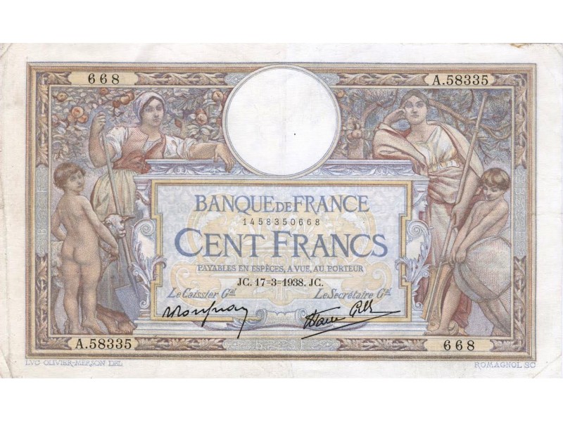 100 Francs LUC OLIVIER MERSON 1938